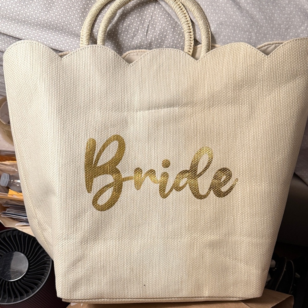 Gold and Cream Bride Tote Bag